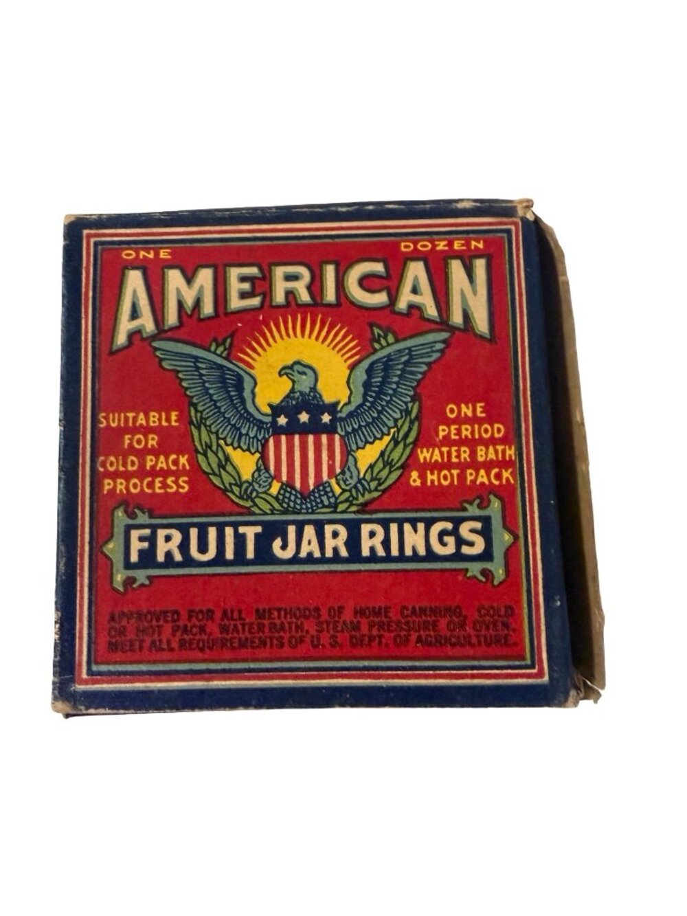 Vintage American Fruit Jar Rings Box with 1 Dozen Original Red Rubber Canning Ri - Picture 2 of 5